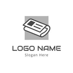 Drawing Logo Gray Square and White Newspaper logo design