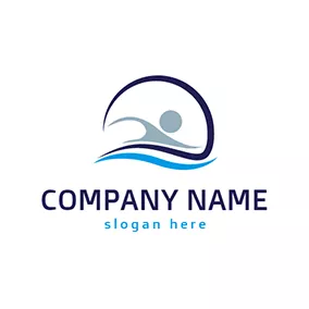 スイミング　ロゴ Gray Swimming Man Icon logo design