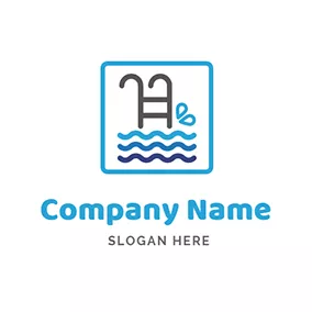 エクササイズのロゴ Gray Swimming Pool Icon logo design