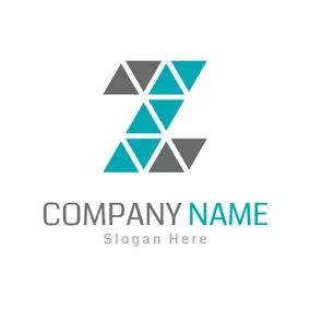 Combination Logo Gray Triangle and Blue Letter Z logo design