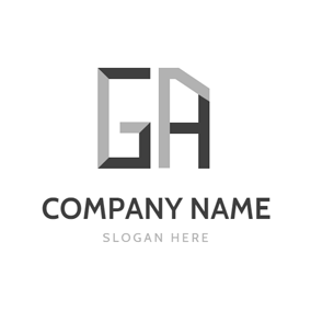 Gray Unique Letter G and A Shape logo design