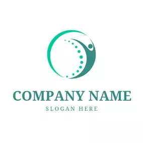 Back Logo Green Abstract Spine and Human Icon logo design