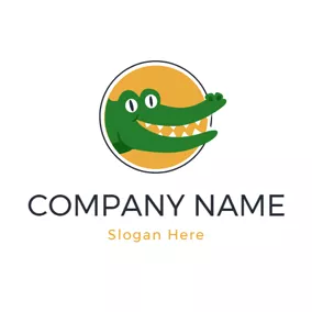 ワニのロゴ Green Alligator Head Icon logo design