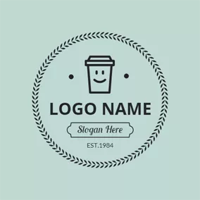 Happy Logo Green and Black Coffee Cup logo design