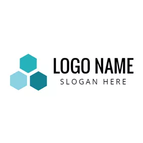 Logótipo De Colagem Green and Blue Hexagon logo design