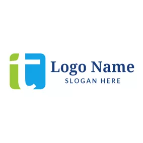 Logotipo T Green and Blue Letter T logo design