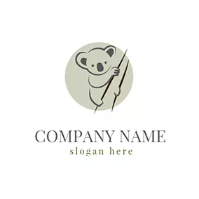 Character Logo Green and Gray Koala Icon logo design