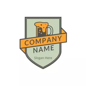 Brew Logo Green and Orange Beer logo design