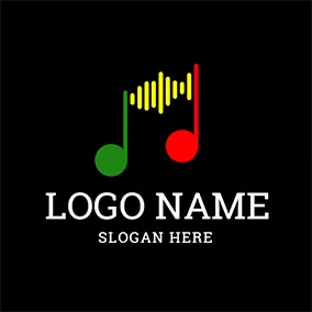 Band Logo Green and Red Note Icon logo design