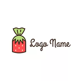 Sugar Logo Green and Red Strawberry Candy logo design