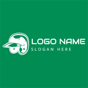 野球のロゴ Green and White Baseball Cap logo design