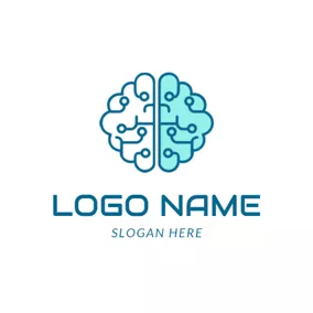 Logótipo De Conceito Green and White Brain logo design