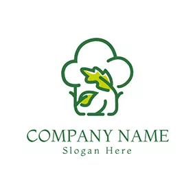 Logótipo De Cozinha Green and White Chef Cap logo design