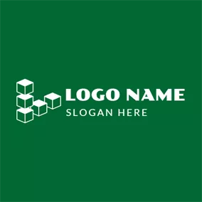 キューブロゴ Green and White Cube logo design