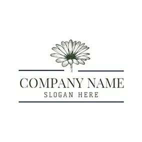 Blooming Logo Green and White Daisy Icon logo design