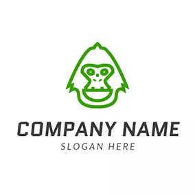 アニメーションロゴ Green and White Gorilla Head logo design
