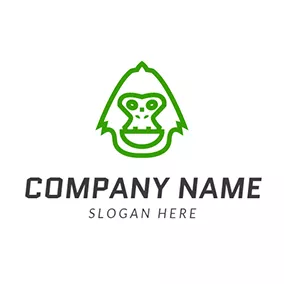 Logótipo De Personagem Green and White Gorilla Head logo design