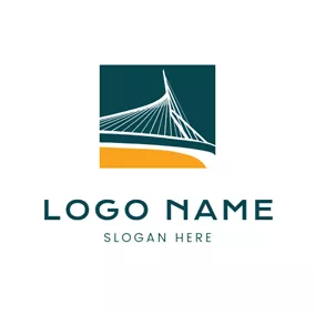 Logótipo De Transporte Green and White Lines Bridge logo design