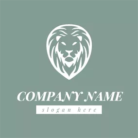 アフリカのロゴ Green and White Lion Face logo design