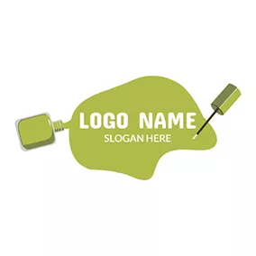 Logotipo De Cubo Green and White Nail Polish logo design