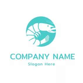 シーフードロゴ Green and White Shrimp logo design