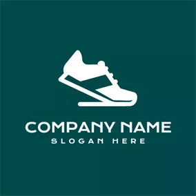 スニーカー　ロゴ Green and White Track Shoe logo design