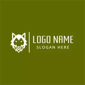 Hyena Logo Green and White Wolf Face logo design