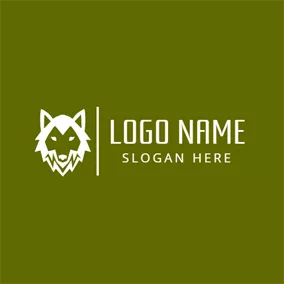 White Logo Green and White Wolf Face logo design