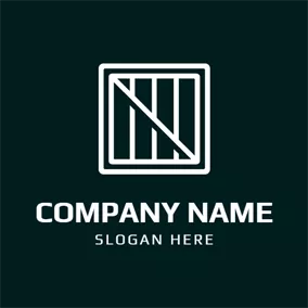 木ロゴ Green and White Wooden Container logo design