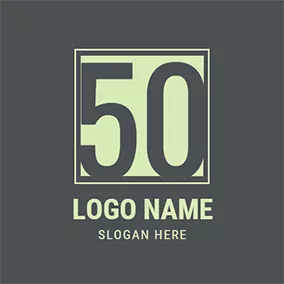 數字0 Logo Green and Yellow 50th Anniversary logo design