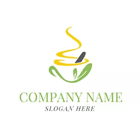 Bowl Logo Green and Yellow Herbal Medicine logo design
