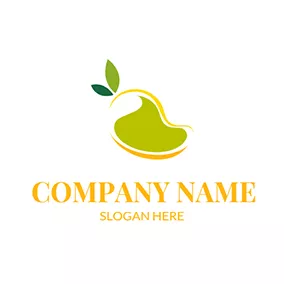 Juicy Logo Green and Yellow Mango logo design