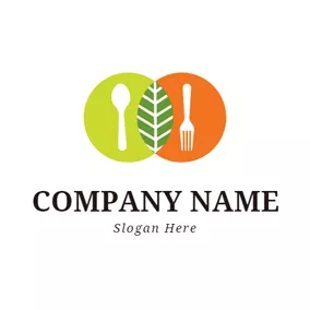 Cutlery Logo Green and Yellow Placemat logo design