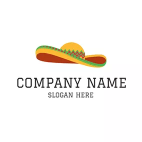 Mexican Restaurant Logo Green and Yellow Sombrero Icon logo design