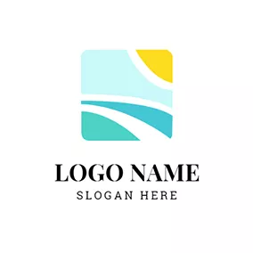 景觀 Logo Green and Yellow Square logo design