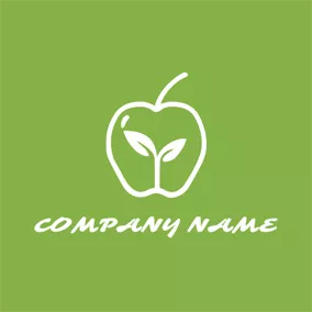 花园 Logo Green Apple and White Sprout logo design