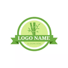 Bambus Logo Green Badge and Bamboo logo design