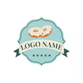 Snack Logo Green Badge and Doughnut logo design