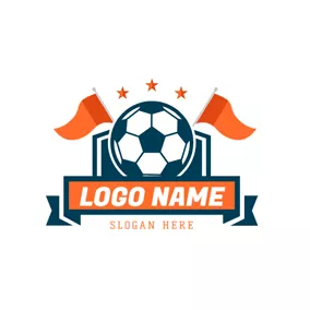 旗幟 Logo Green Badge and Flagged Football logo design