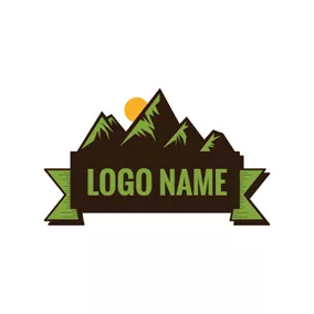 Park Logo Green Badge and Mountain logo design