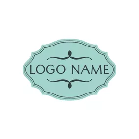 名前のロゴ Green Badge and Name logo design