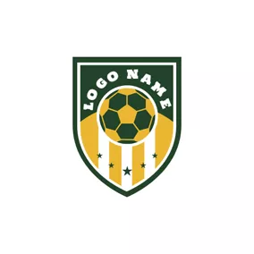 飾章 Logo Green Badge and Yellow Football logo design