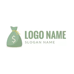 Blockchain Logo Green Bag and Dollar Sign logo design