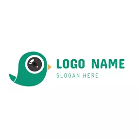 カムのロゴ Green Bird and Camera logo design