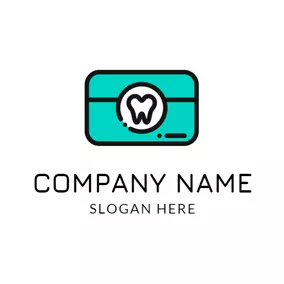 Logótipo De Dentista Green Box and White Teeth logo design