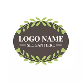 Emblem Logo Green Branch and Brown Badge logo design