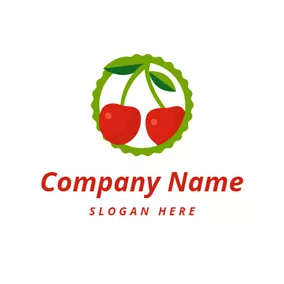 Cherry Logo Green Branch and Red Cherry logo design