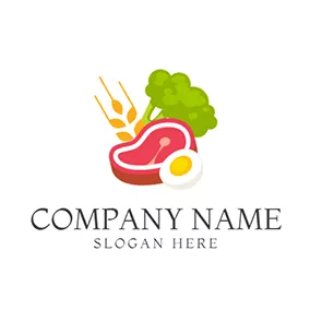 Vegetable Logo Green Broccoli and Red Beef logo design