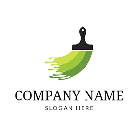 Handyman Logo Green Brush and Paint logo design