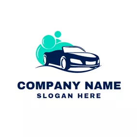 クリーナーのロゴ Green Bubble and Car Wash logo design